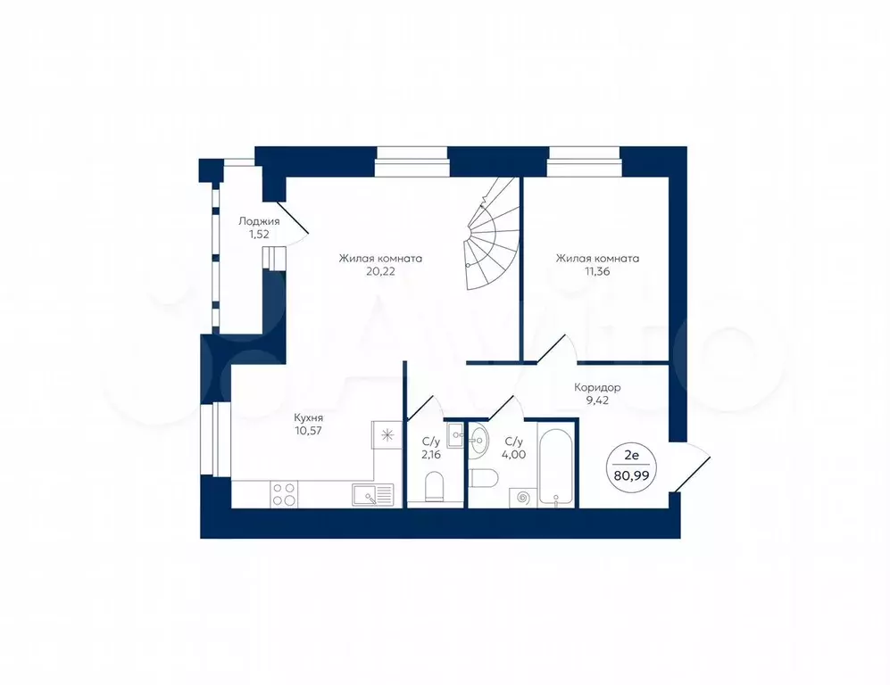 2-к. квартира, 81 м, 9/9 эт. - Фото 0