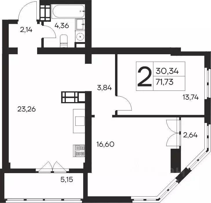 2-к кв. Крым, Ялта Ай-Петри жилой комплекс (71.73 м) - Фото 1