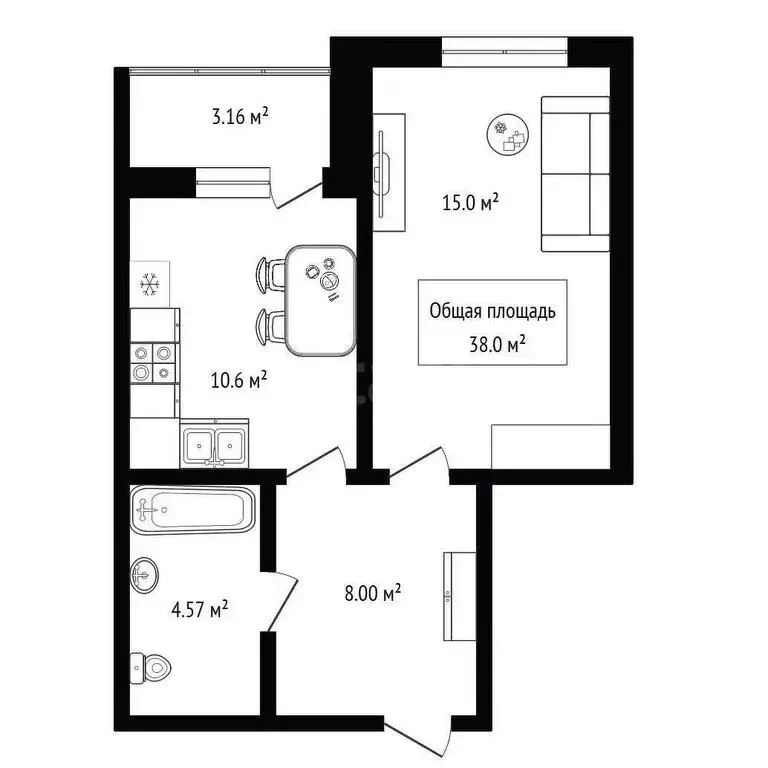 1-комнатная квартира: Новосибирск, Оловозаводская улица, 13 (38 м) - Фото 1