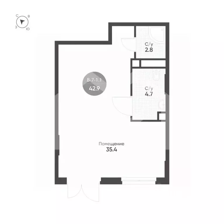 Торговая площадь в Москва 3-я оч., Шагал жилой комплекс, к2.1 (43 м) - Фото 2