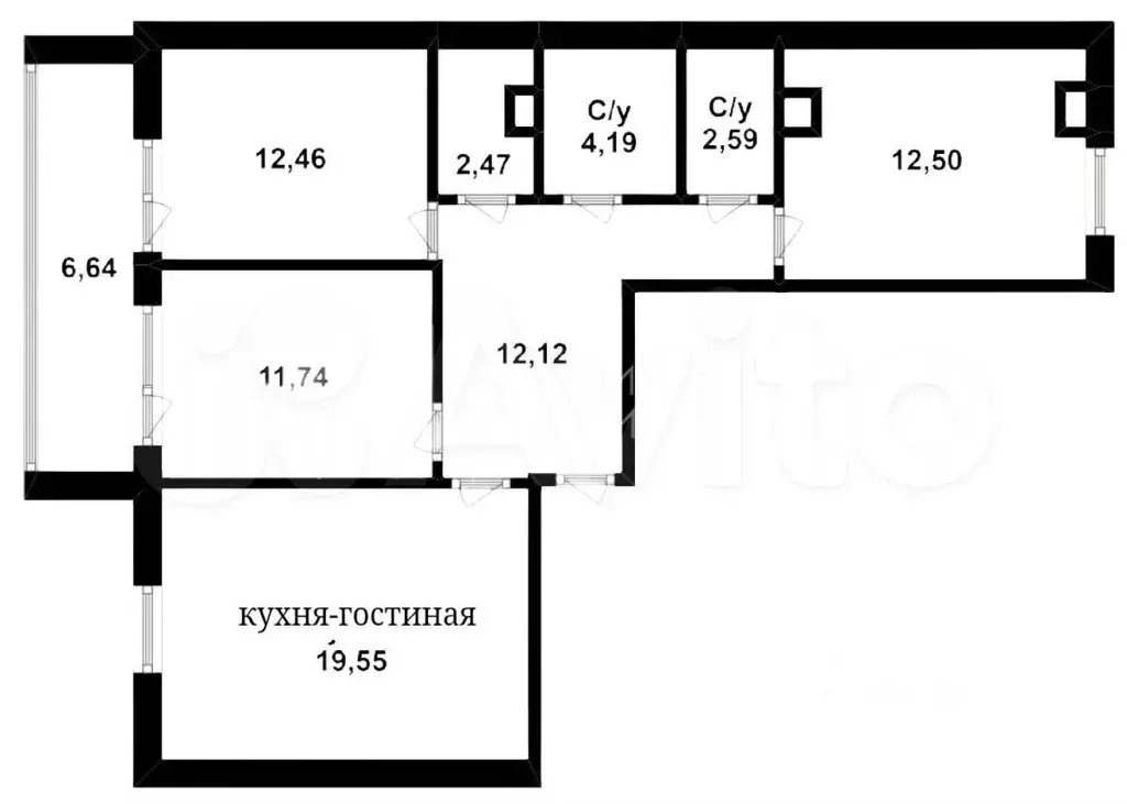 3-к. квартира, 76 м, 3/16 эт. - Фото 0