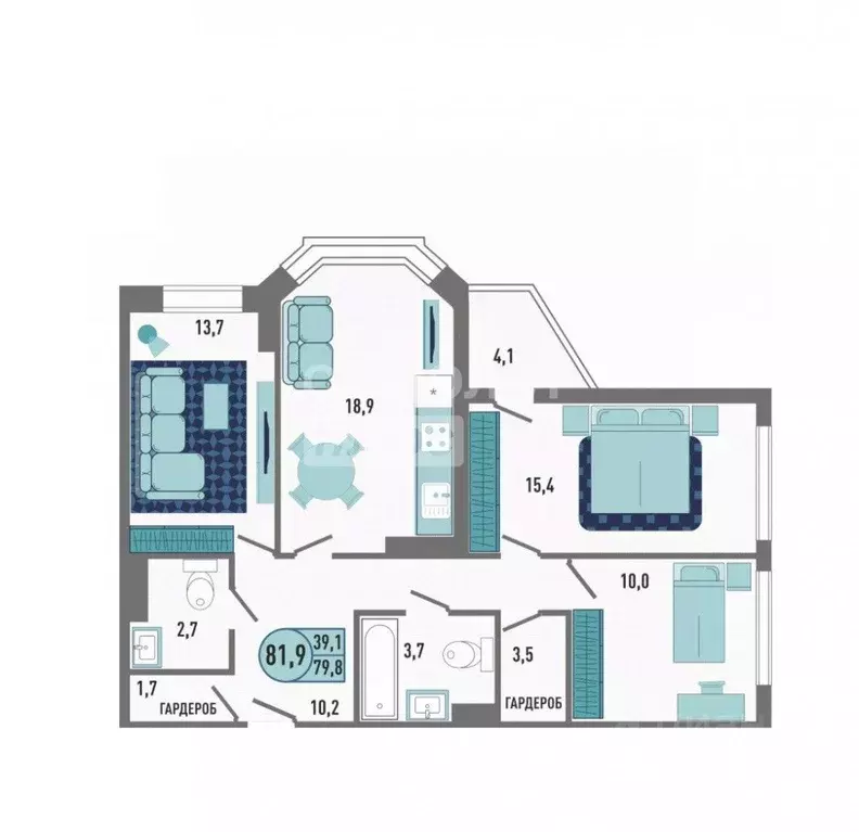 3-к кв. Липецкая область, Липецк Минская ул., 4Ак1 (81.9 м) - Фото 2