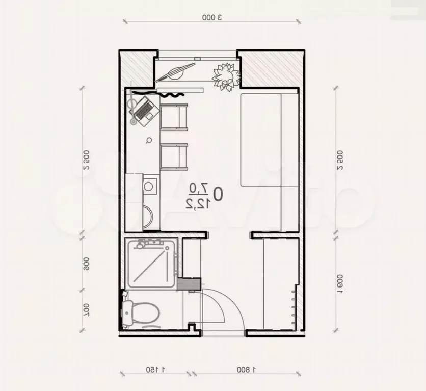 Апартаменты-студия, 14,2 м, 3/3 эт. - Фото 0