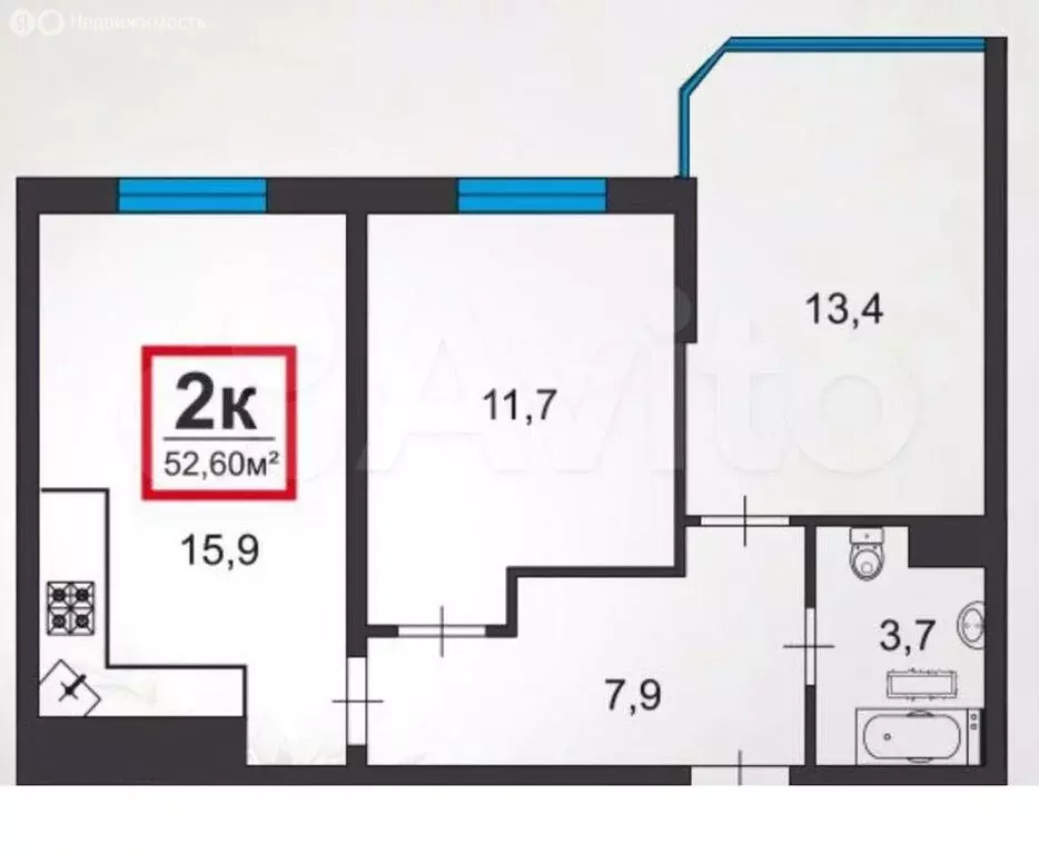 2-комнатная квартира: Анапа, Анапское шоссе, 30к3 (53 м) - Фото 0