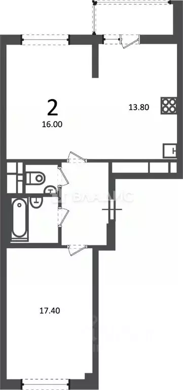 2-к кв. Москва Кусковская ул., 12/1 (57.6 м) - Фото 2