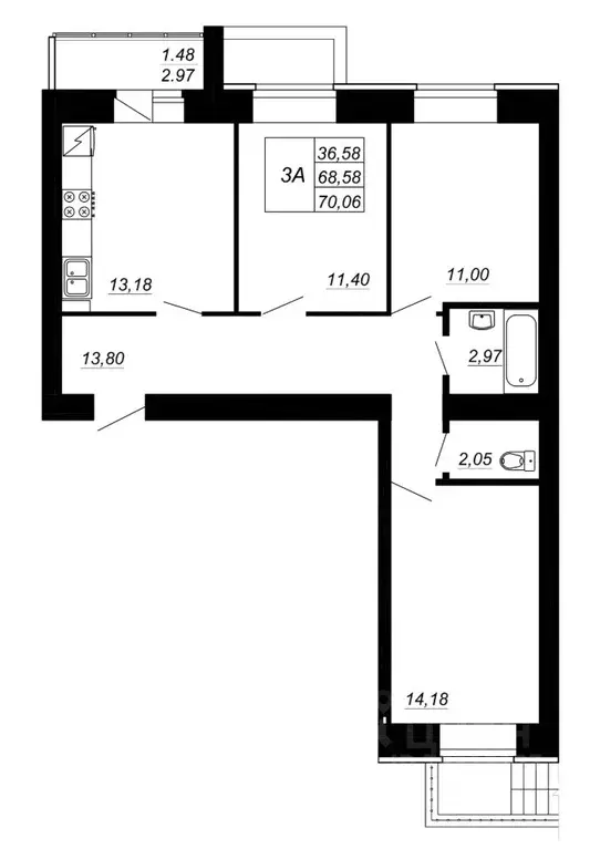 3-к кв. Татарстан, Зеленодольский район, Осиновское с/пос, с. Осиново ... - Фото 1