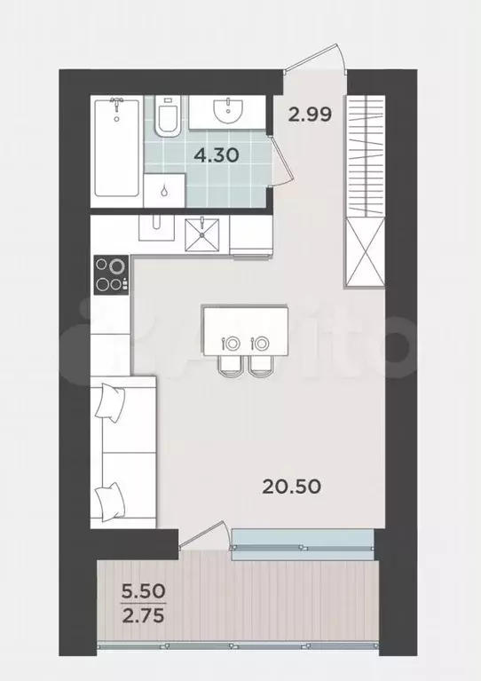 1-к. квартира, 30 м, 5/12 эт. - Фото 0