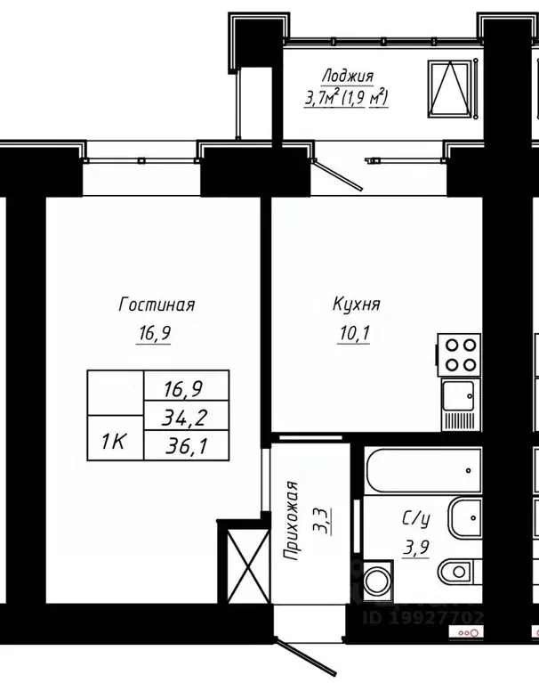 1-к кв. Алтайский край, Барнаул ул. Сухэ-Батора, 39 (36.1 м) - Фото 0