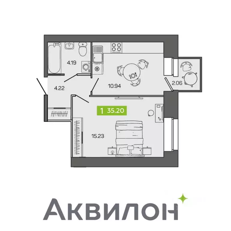 1-к кв. Архангельская область, Северодвинск ул. Ломоносова, 79к3 (35.2 ... - Фото 1