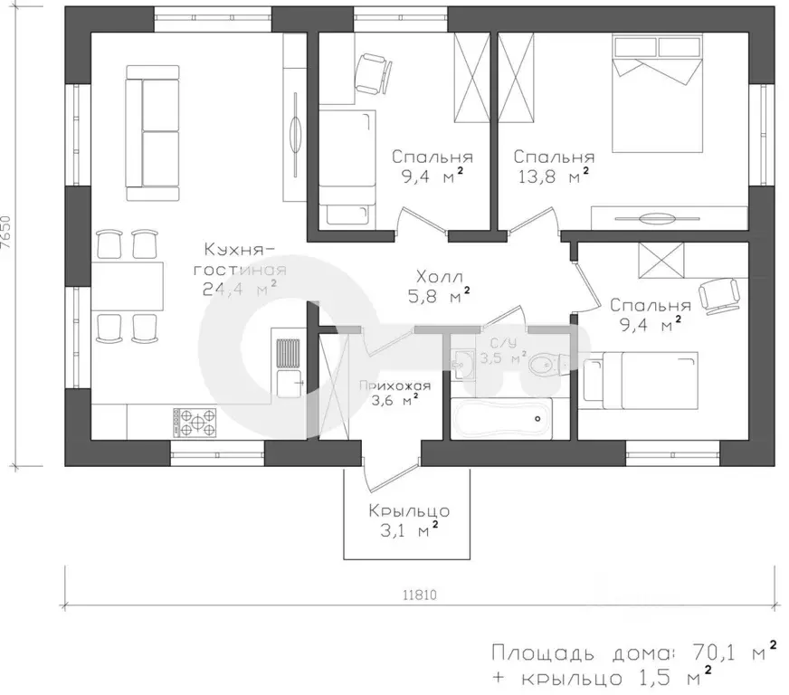 Дом в Татарстан, Верхнеуслонский район, Набережно-Морквашское с/пос, ... - Фото 2