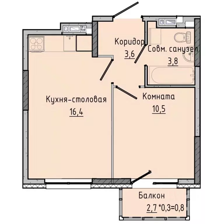 1-к кв. Удмуртия, Ижевск Камбарская ул., 94к2 (34.98 м) - Фото 0