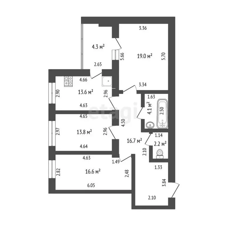 3-комнатная квартира: Стерлитамак, Вокзальная улица, 33 (90.3 м) - Фото 2
