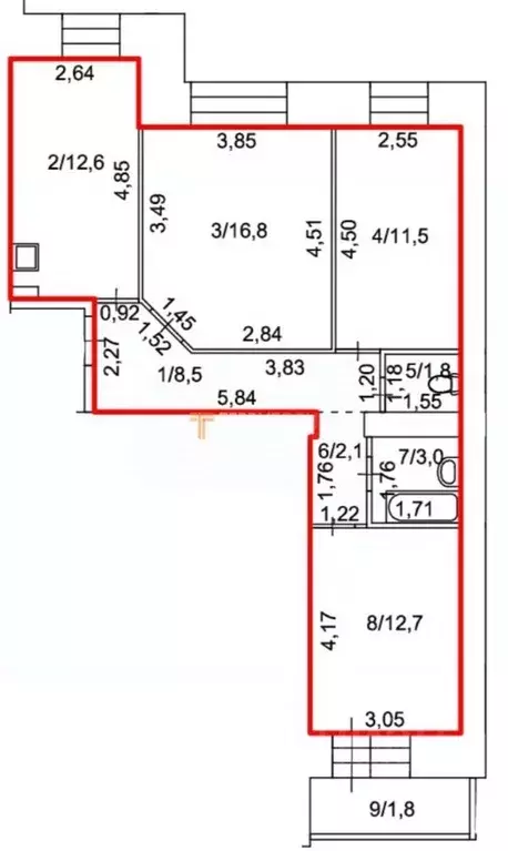 3-к кв. Пермский край, Пермь Сокольская ул., 10Б (69.0 м) - Фото 2