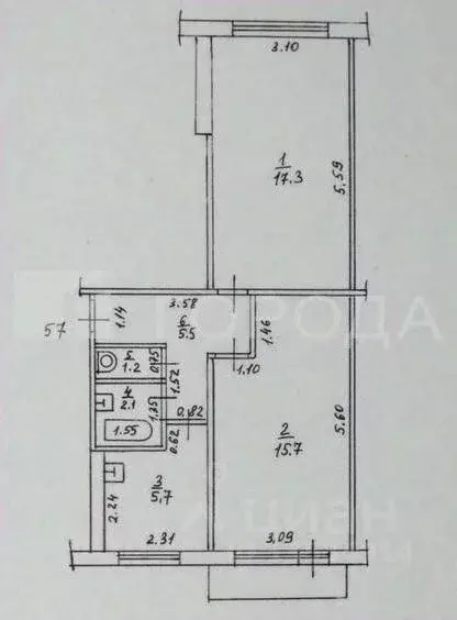 2-к кв. Алтайский край, Барнаул ул. Георгия Исакова, 254 (57.0 м) - Фото 2