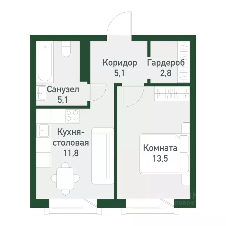 1-к кв. Челябинская область, Челябинский городской округ, пос. ... - Фото 1