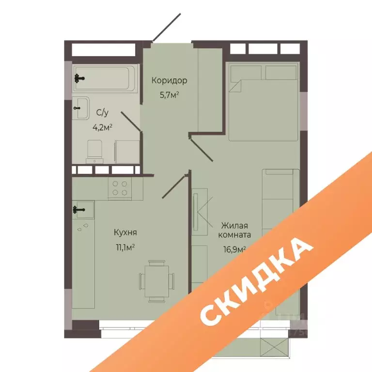 1-к кв. Нижегородская область, Нижний Новгород Соцгород жилрайон, 1-й ... - Фото 1