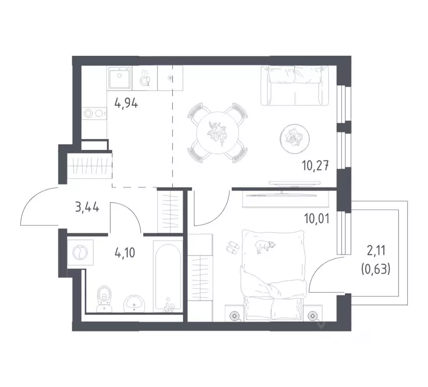 1-к кв. Московская область, Ленинский городской округ, Мисайлово пгт, ... - Фото 1