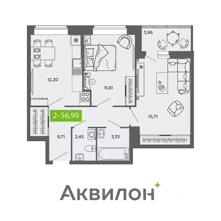 2-к кв. Архангельская область, Северодвинск ул. Мира, 5 (56.99 м) - Фото 0