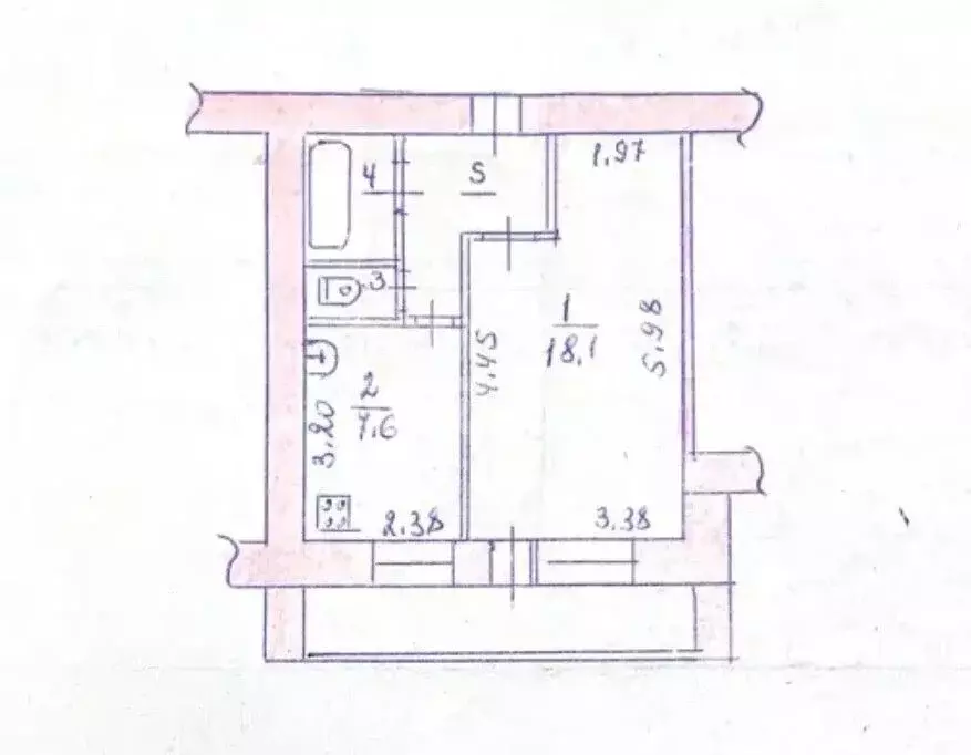 1-к кв. Пензенская область, Кузнецк Стекловская ул., 74 (33.8 м) - Фото 2