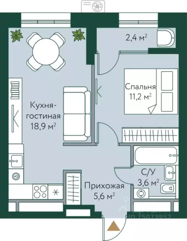 1-к кв. Волгоградская область, Волгоград Новосибирская ул., 74 (41.7 ... - Фото 1