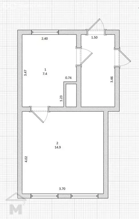1к в -комнатной квартире ( м) - Фото 1
