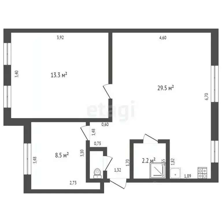 3-к кв. Брянская область, Брянск ул. Фокина, 50 (53.6 м) - Фото 0