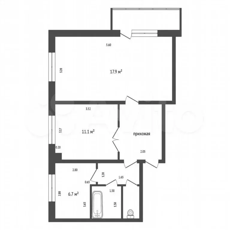 2-к. квартира, 47,5 м, 5/5 эт. - Фото 0