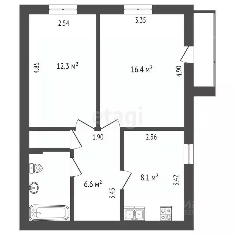 2-к кв. Орловская область, Орел ул. Игнатова, 3 (48.2 м) - Фото 0