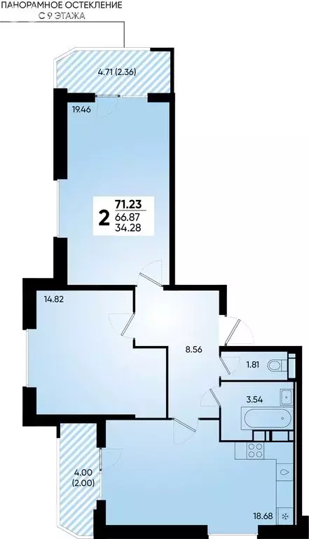 2-комнатная квартира: Краснодар, Боспорская улица, 14 (71.3 м) - Фото 0