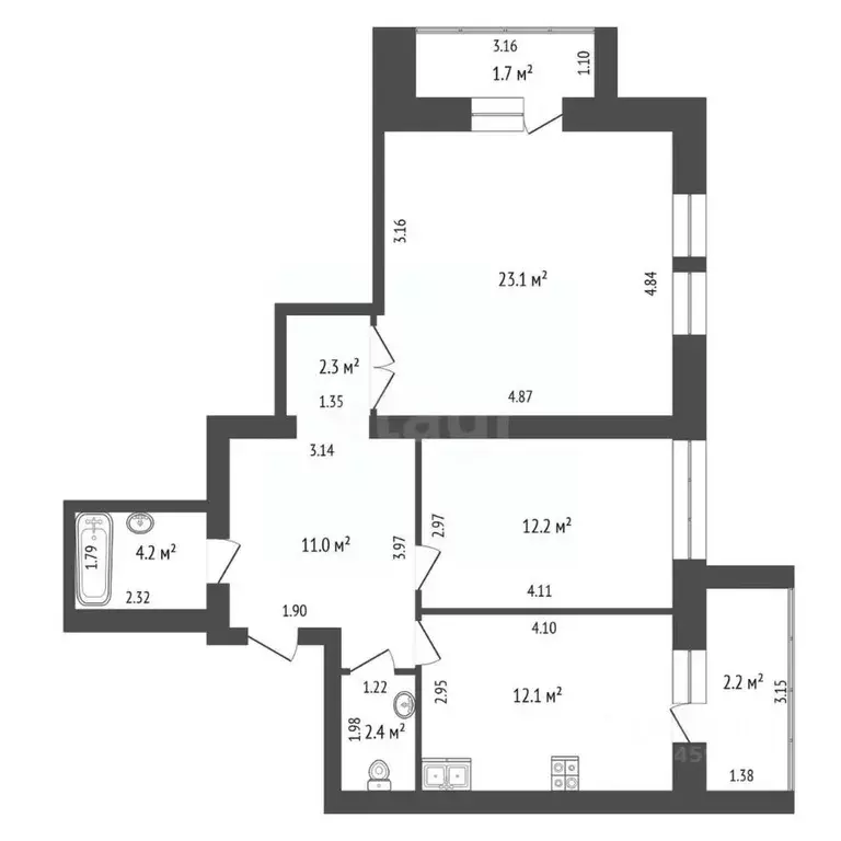 2-к кв. Марий Эл, Йошкар-Ола ул. Эшкинина, 23а (76.0 м) - Фото 0