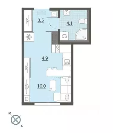 Студия Свердловская область, Екатеринбург Широкая Речка мкр, Меридиан ... - Фото 2