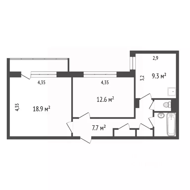 1-к кв. Красноярский край, Красноярск ул. Дубровинского, 50 (34.0 м) - Фото 2