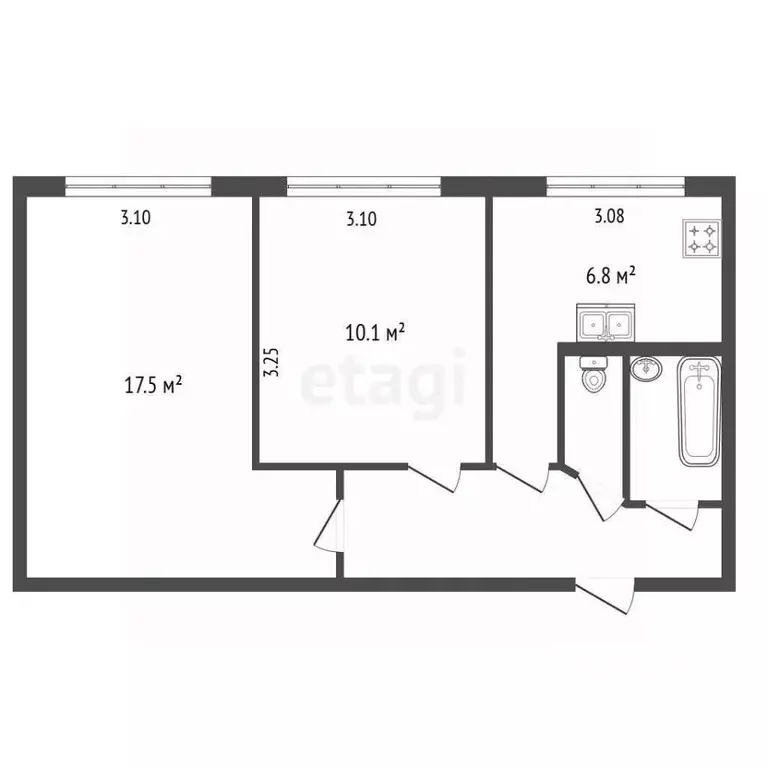 2-к кв. Санкт-Петербург ул. Подвойского, 17к2 (44.4 м) - Фото 2