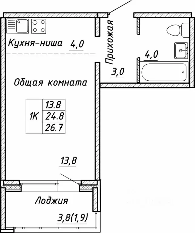 1-к кв. Новосибирская область, Новосибирск ул. Связистов, 13/1 (26.7 ... - Фото 0