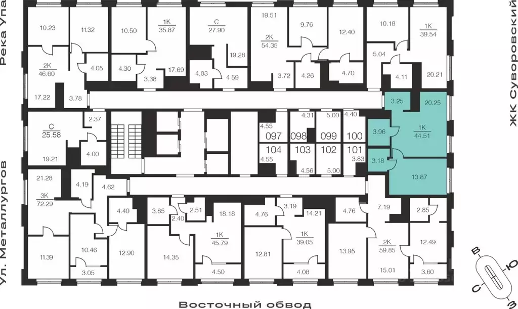 1-к кв. Тульская область, Тула ул. Академика Насоновой, 18А (44.51 м) - Фото 2