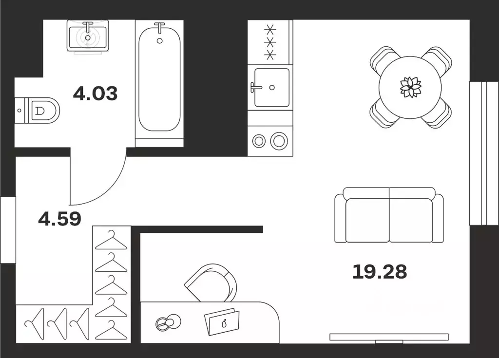 Студия Тульская область, Тула Парк Патриот жилой комплекс (27.9 м) - Фото 1