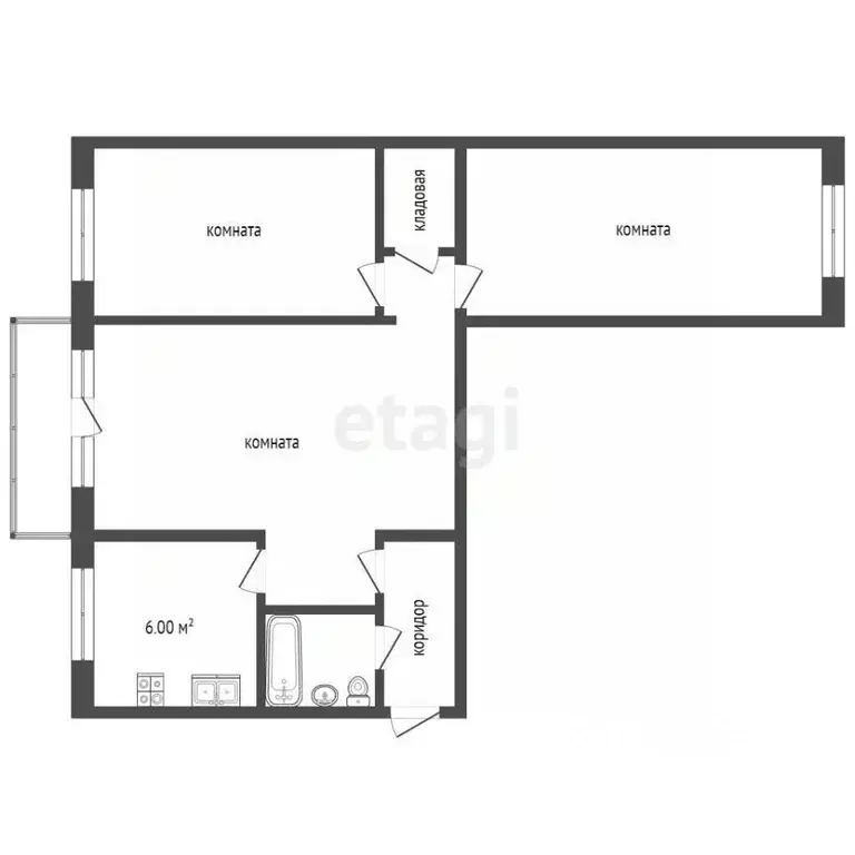 3-к кв. Тамбовская область, Тамбов Тулиновская ул., 28 (59.5 м) - Фото 2