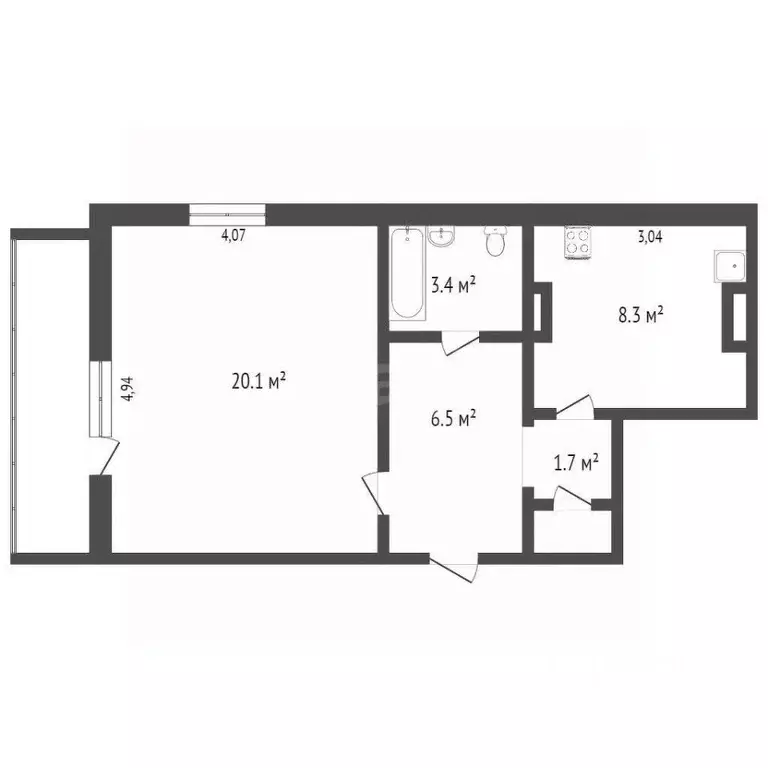 1-к кв. Севастополь просп. Октябрьской Революции, 56Б (43.4 м) - Фото 2