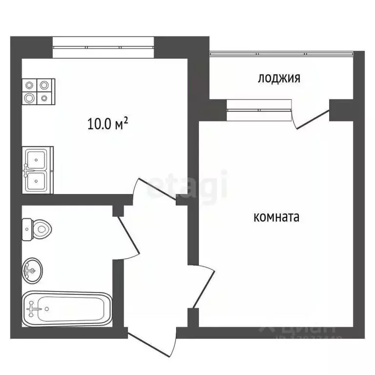 1-к кв. Тюменская область, с. Нижняя Тавда ул. Калинина, 22 (26.0 м) - Фото 2