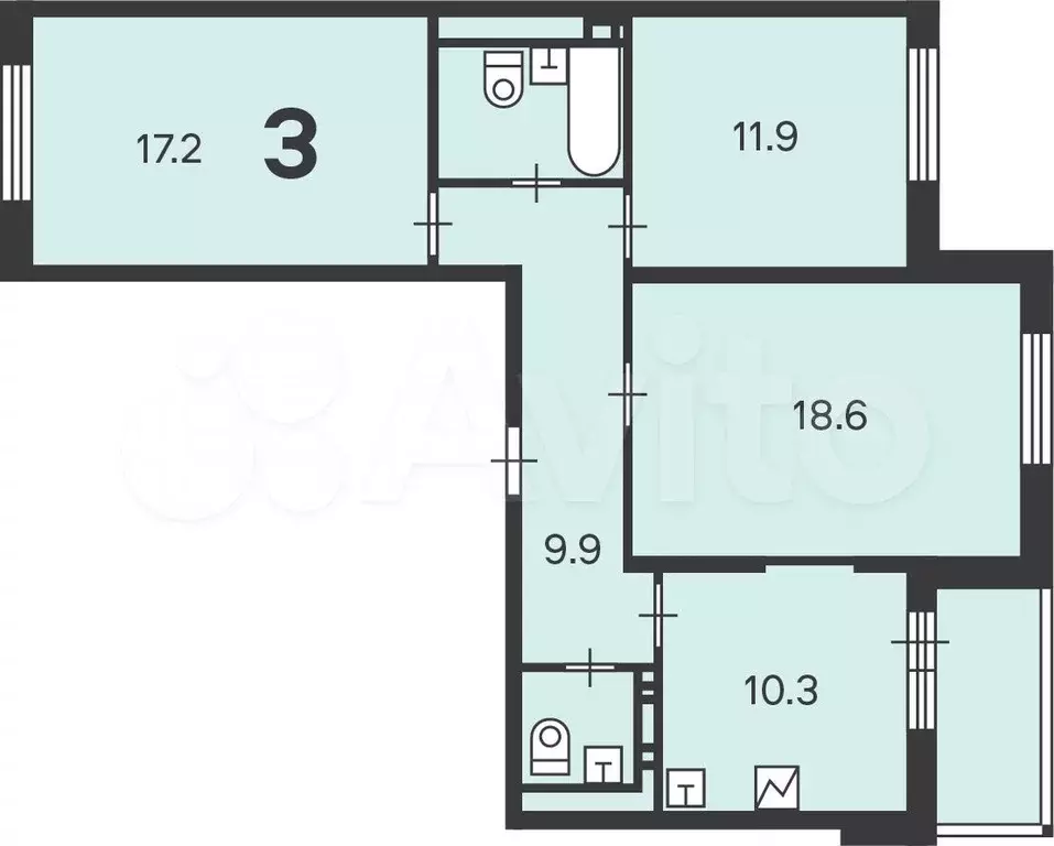 Аукцион: 3-к. квартира, 74,4 м, 6/12 эт. - Фото 0