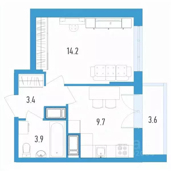 1-к кв. Санкт-Петербург ул. Вадима Шефнера, 4 (33.0 м) - Фото 0