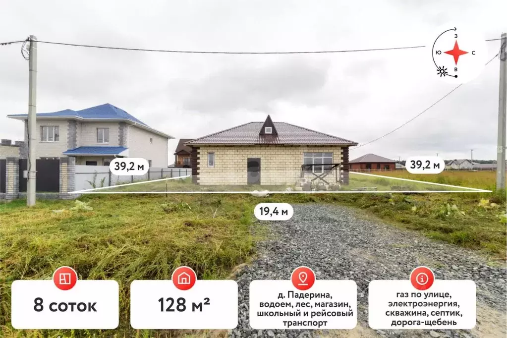 Дом в Тюменская область, Тюменский муниципальный округ, д. Падерина ... - Фото 1