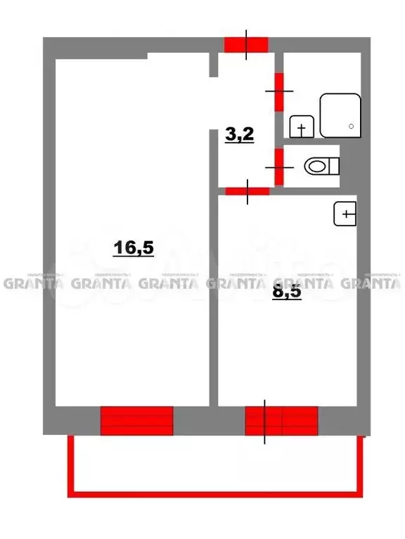 1-к. квартира, 32 м, 6/9 эт. - Фото 0