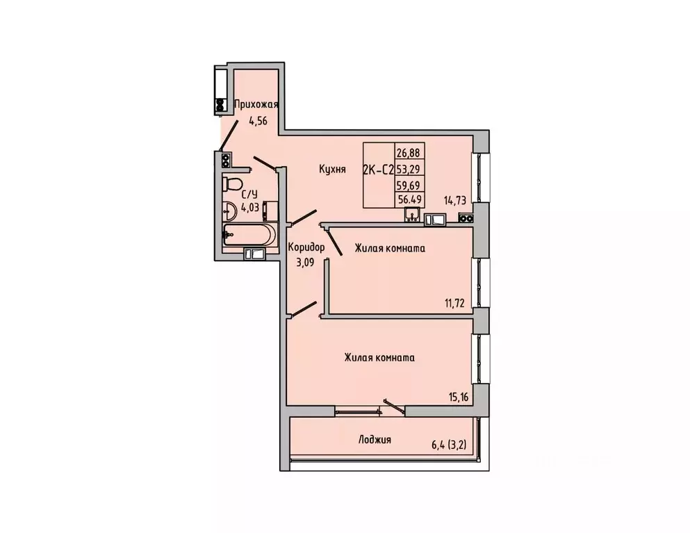 2-к кв. Ростовская область, Батайск ул. Луначарского, 180А (56.49 м) - Фото 0