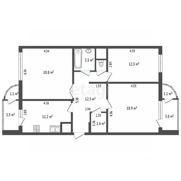 3-к кв. Московская область, Балашиха Авиаторов мкр, ул. Кожедуба, 4 ... - Фото 1