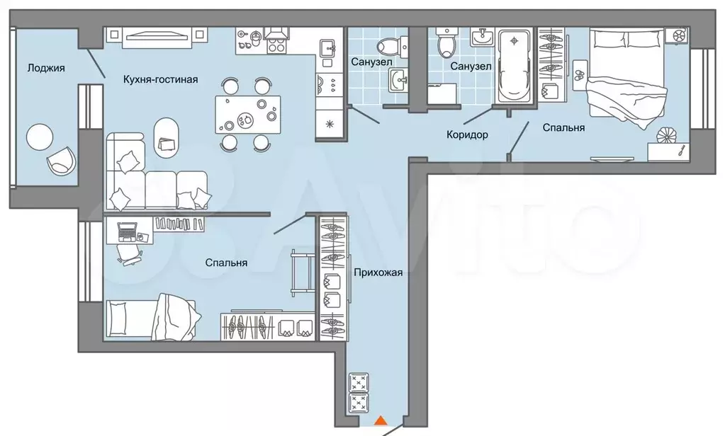 3-к. квартира, 70 м, 4/6 эт. - Фото 0