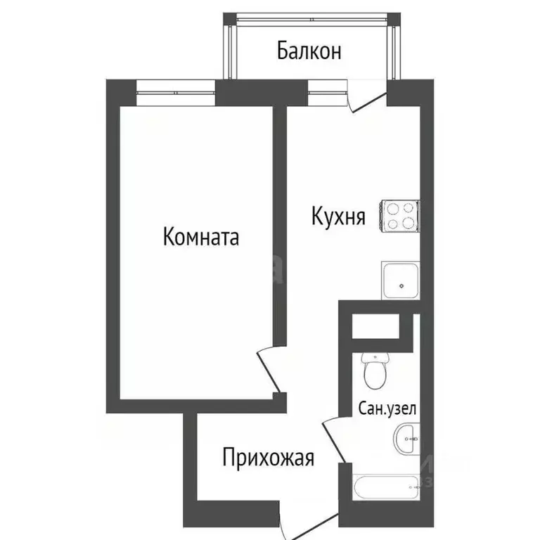Студия Ульяновская область, Ульяновск ул. Аблукова, 6 (24.2 м) - Фото 1