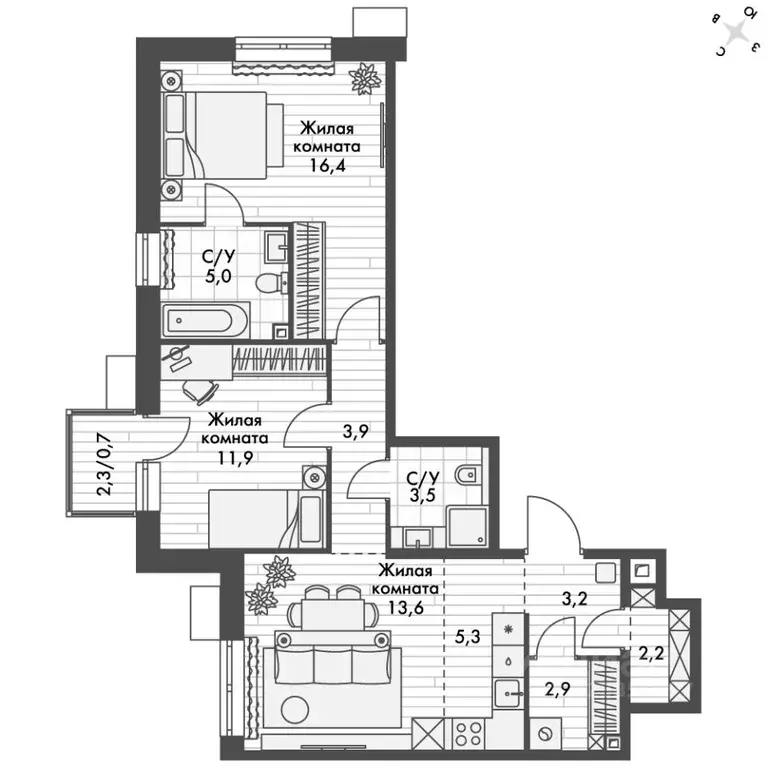 3-к кв. Приморский край, Владивосток Снеговая Падь мкр, ул. Адмирала ... - Фото 2