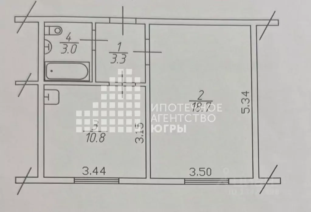 1-к кв. Ханты-Мансийский АО, Ханты-Мансийск Ключевая ул., 9 (35.8 м) - Фото 1
