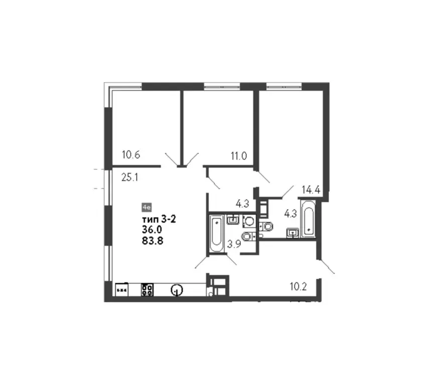 Продаётся 3-к квартира, 83.8 м - Фото 0